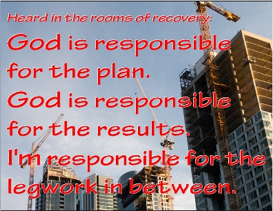 God is responsible for the plan. God is responsible for the results. I'm responsible for the legwork in between. #Responsibility #Legwork #Recovery